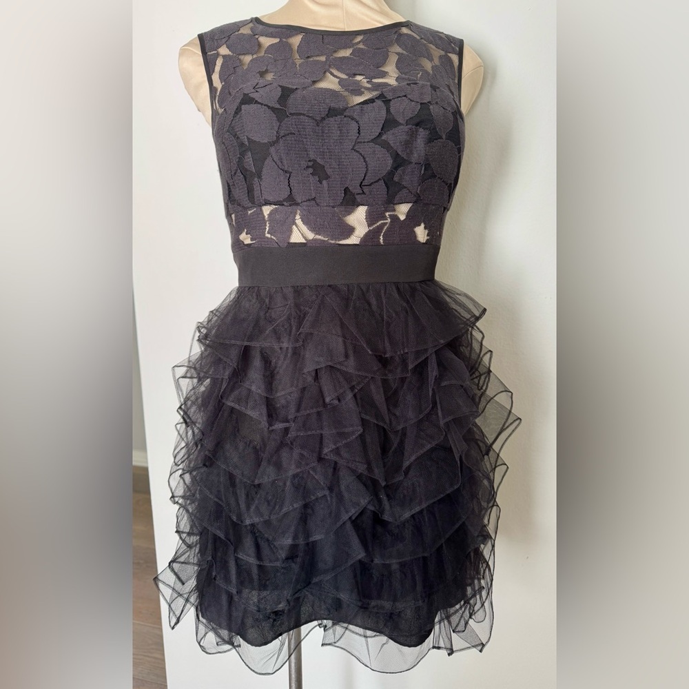 BCBGeneration Little Black Party Cocktail Dress Tulle Sheer Mesh Women’s Size 2